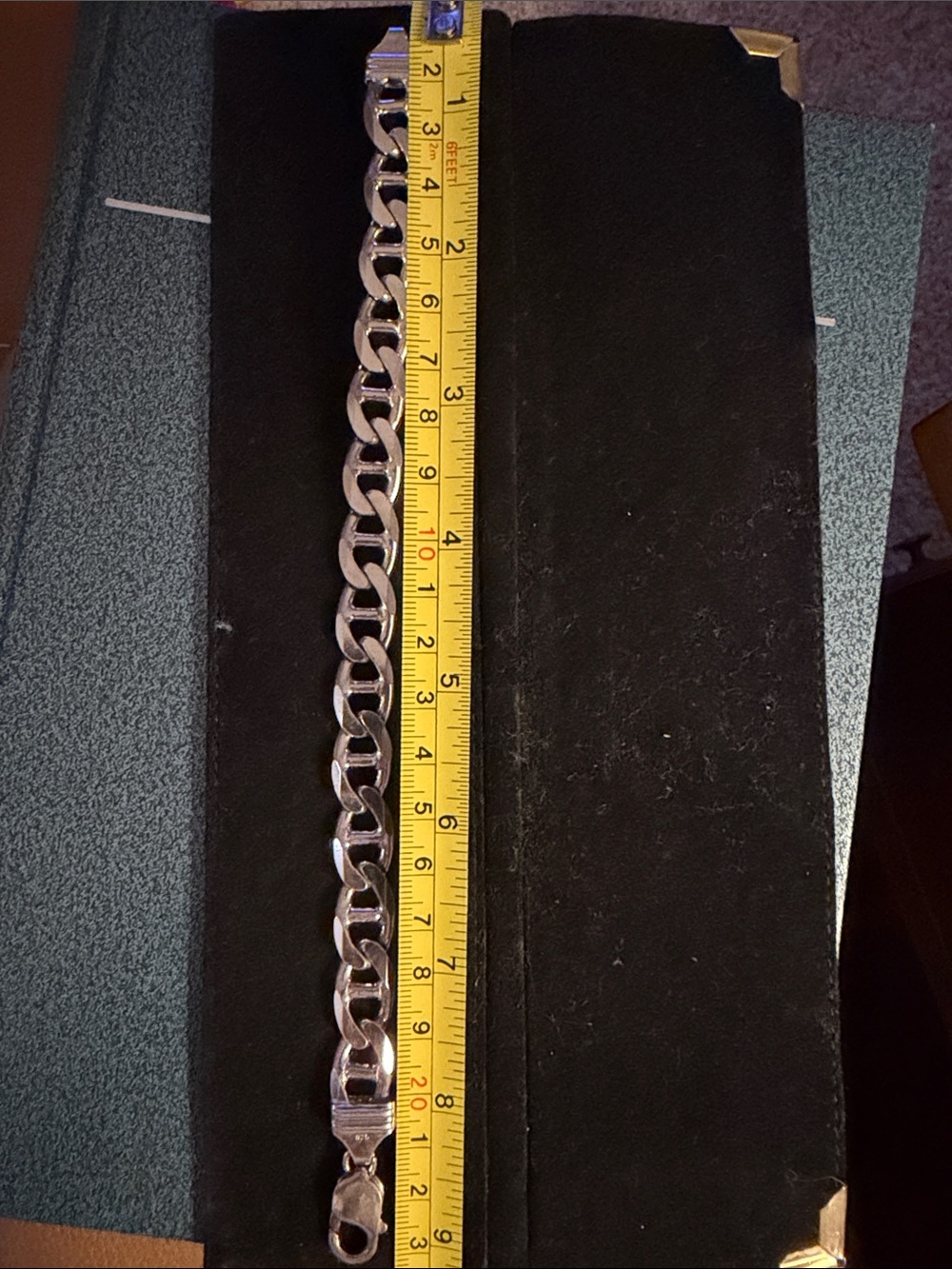Men's Mariner link 925 Silver Chain Bracelet - 9in length and 9.5mm width